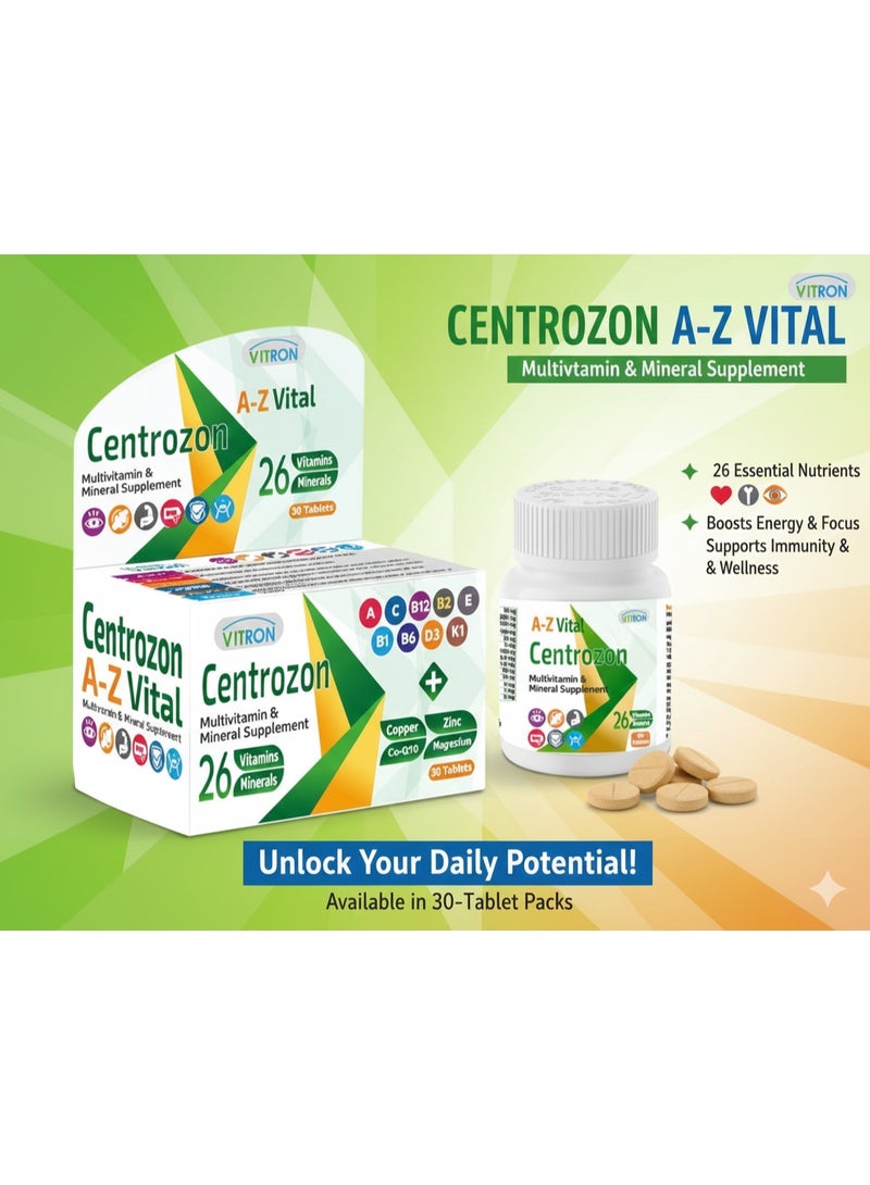 Vitron Centrozon Multivitamin & Mineral Supplement 30 Tablets - Image 2